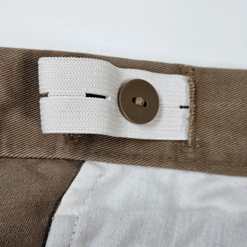 Lands End Womens 16 Brown Camel Chino Mid‎ Rise Slim Leg Pants Fit 3 Adjustable